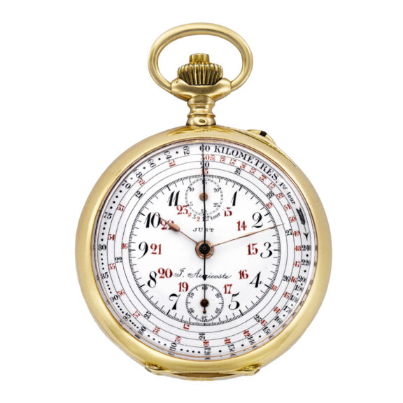 Swiss gold chronograph with tachometer and telemeter Circa 1910