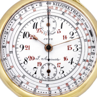 Swiss gold chronograph with tachometer and telemeter Circa 1910