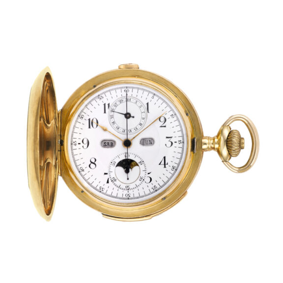 Swiss 18k gold minute repeating hunting cased pocket watch Circa 1900