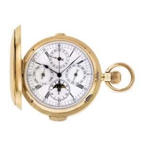 Swiss 18 Carat gold quarter repeating hunting cased pocket watch Circa 1910