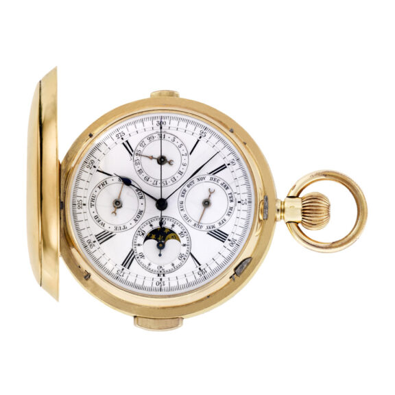 Swiss 18 Carat gold quarter repeating hunting cased pocket watch Circa 1910