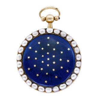 Swiss gold, enamel and pearl-set lady's pendant watch Circa 1810