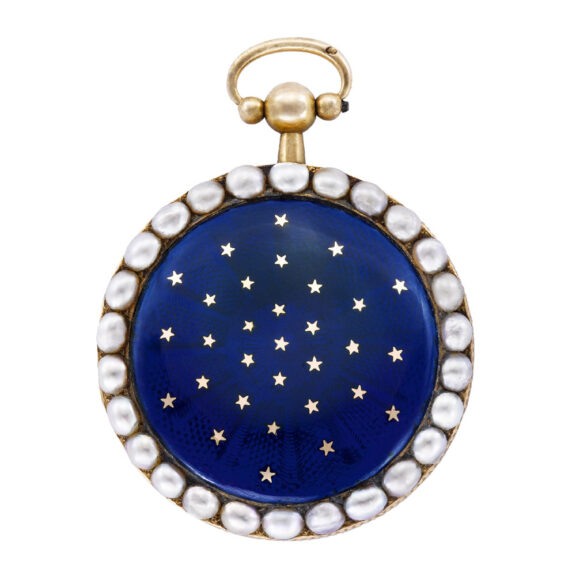 Swiss gold, enamel and pearl-set lady's pendant watch Circa 1810