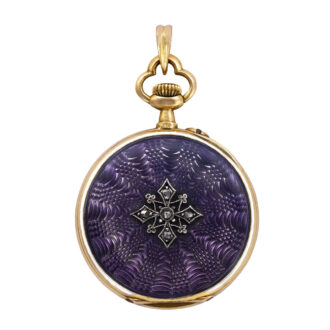 Swiss gold, enamel lady's pendant watch with diamonds Circa 1910