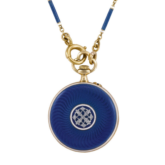 Swiss gold pendant watch with matching chain Circa 1915