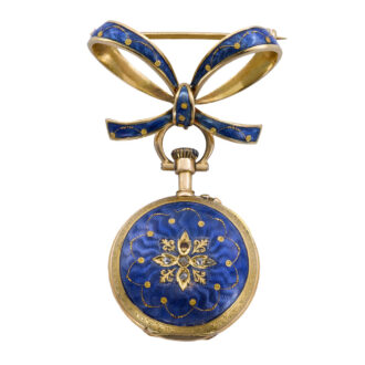 Swiss 18k gold pendant watch with bow-shaped brooch Circa 1896 Swiss 18k gold pendant watch with bow-shaped brooch Circa 1896