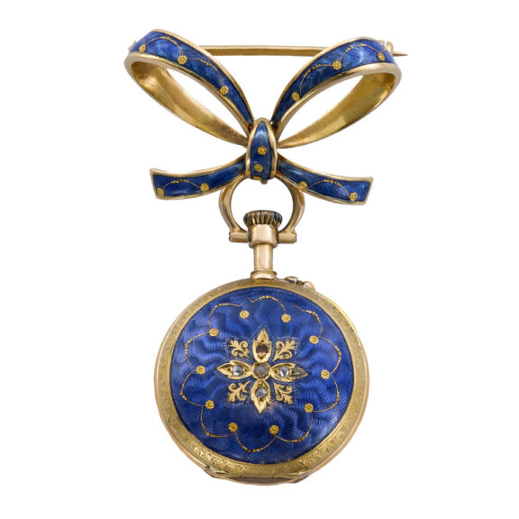 Swiss 18k gold pendant watch with bow-shaped brooch Circa 1896 Swiss 18k gold pendant watch with bow-shaped brooch Circa 1896