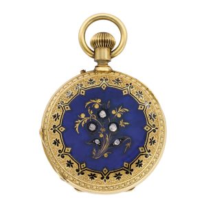 Swis gold and enamel half-hunter pendant watch Circa 1900