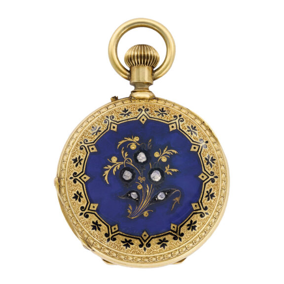 Swis gold and enamel half-hunter pendant watch Circa 1900