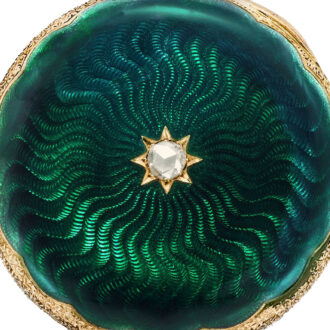 Swiss 18k gold, green enamel and diamond lady's watch Circa 1896