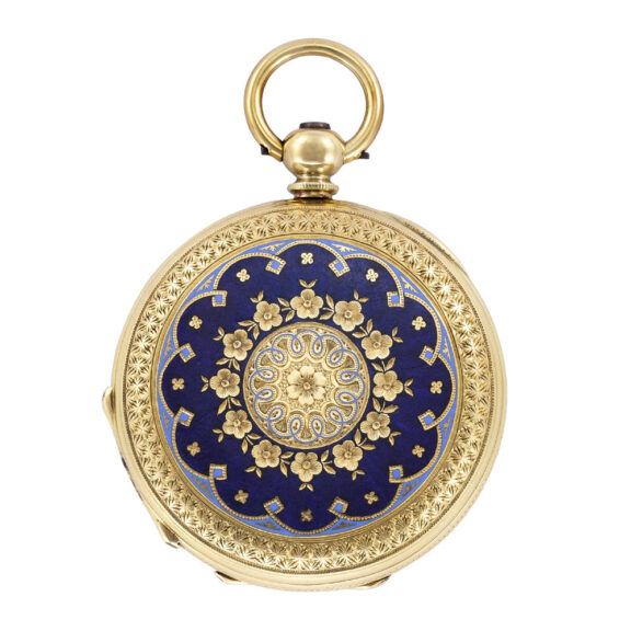 Swiss 18K yellow gold key-wound pendant watch Circa 1900