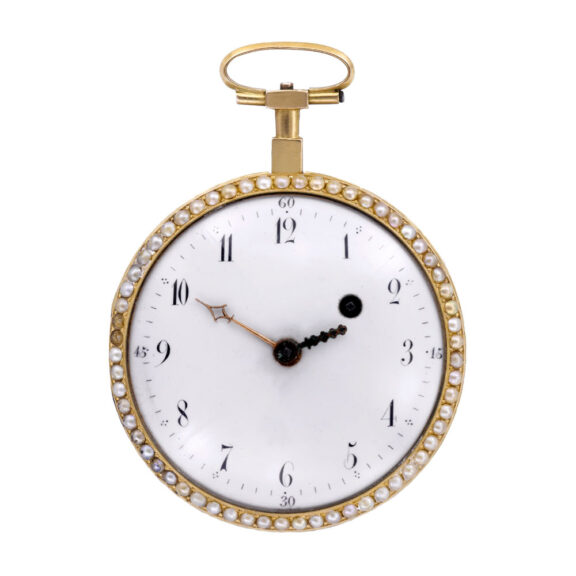 Swiss gold, enamel and pearl-set verge pocket watch Circa 1790