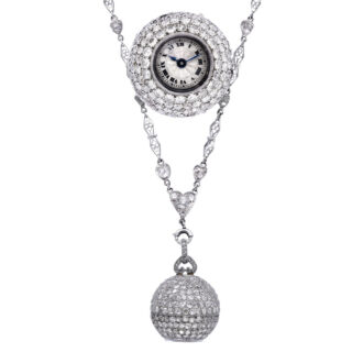 Fine French platinum and diamond-set pendant ball watch Circa 1910