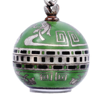 Swiss sterling silver and green enamel ball form pendant watch Circa 1930