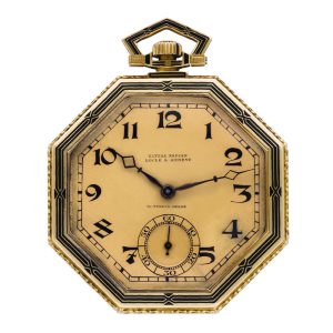 Swiss octagonal gold and enamel Art Deco dress watch Circa 1925