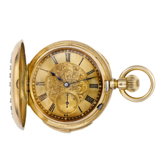 Swiss gold half-hunting cased keyless pocket watch Circa 1890