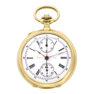 Swiss 18k gold watch with split-seconds chronograph Circa 1915