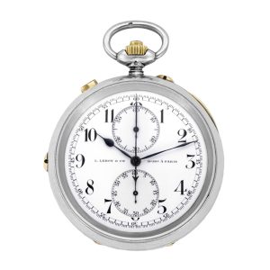 French silver pocket watch with split seconds chronograph Circa 1900