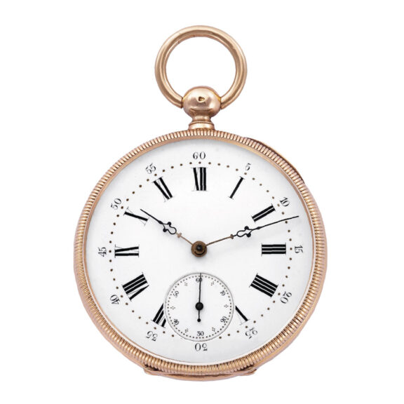Swiss 18 carat pink gold keyless wind pocket watch Circa 1870