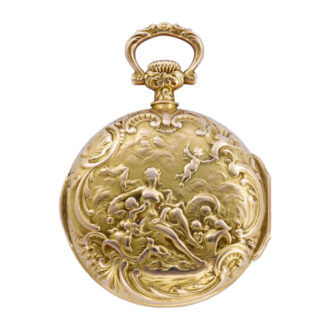 Fine Swiss 18k gold repousse lady's pedant watch Circa 1900