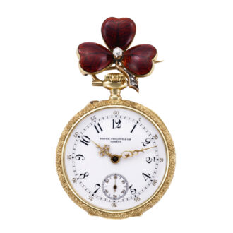 Swiss 18K gold and enamel lady's pendant watch Circa 1895
