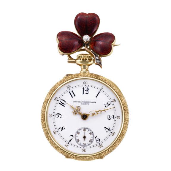 Swiss 18K gold and enamel lady's pendant watch Circa 1895