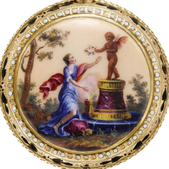 French 18K gold and enamel lady's pendant watch Circa 1780