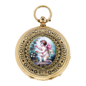 Swiss gold, enamel and diamond-set hunting cased watch Circa 1870