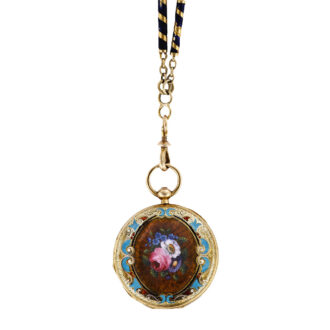 Swiss gold pendant watch with matching chain Circa 1850