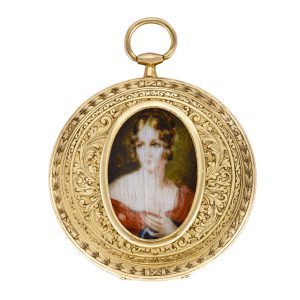 Swiss 18k gold open faced cylinder pendant watch Circa 1830