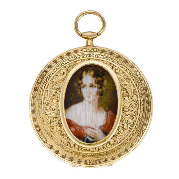 Swiss 18k gold open faced cylinder pendant watch Circa 1830