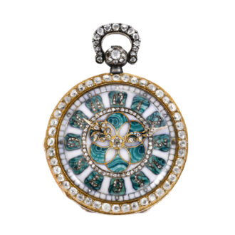 French gold and rose-cut diamonds lady's pocket watch Circa 1850