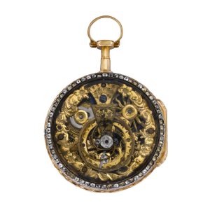 French 18K gold paste-set skeletonized pendant watch Circa 1770