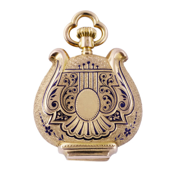 Unusual French gold and blue enamel pocket watch Circa 1890