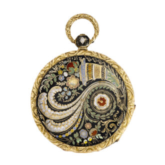 Fine Swiss 18K gold and champlevé enamel pocket watch Circa 1830