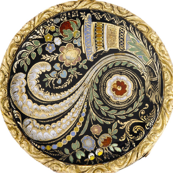 Fine Swiss 18K gold and champlevé enamel pocket watch Circa 1830 Fine Swiss 18K gold and champlevé enamel pocket watch Circa 1830