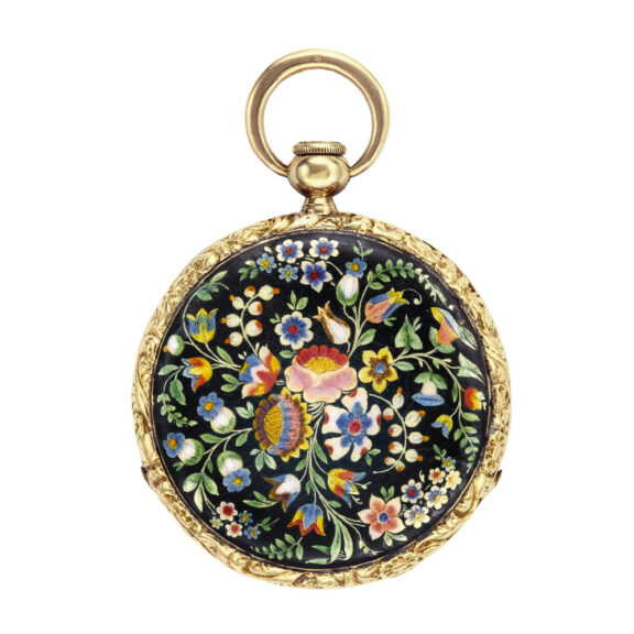 Swiss gold and enamel quarter repeating lady's watch Circa 1840
