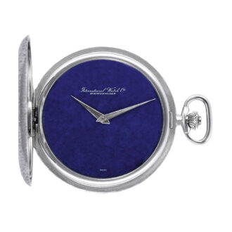 Swiss 18K white gold full hunting watch with lapis dial Circa 1980