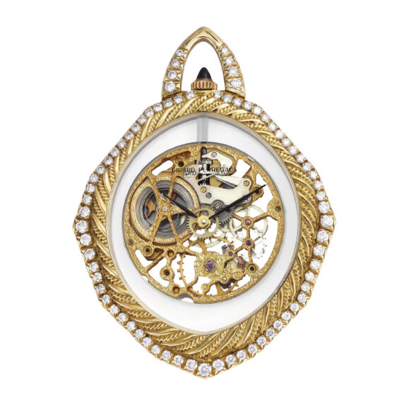 Swiss gold and diamond-set skeletonized dress watch Circa 1980