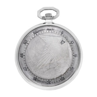 French 18 Carat white gold jumping wandering hour watch Circa 1930