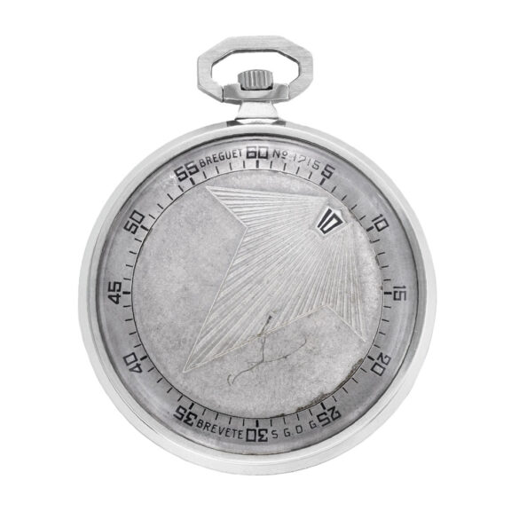 French 18 Carat white gold jumping wandering hour watch Circa 1930