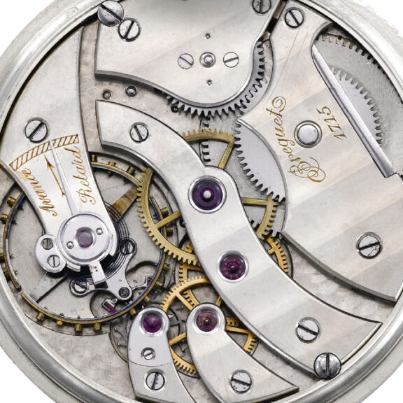 French 18k white gold jumping wandering hour watch Circa 1930 French 18k white gold jumping wandering hour watch Circa 1930