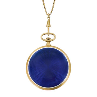 Swiss gold and enamel watch with matching pearl chain Circa 1900