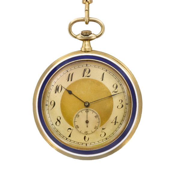 Swiss gold and enamel watch with matching pearl chain Circa 1900 Swiss gold and enamel watch with matching pearl chain Circa 1900