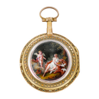 Swiss 20K gold and enamel decorated verge watch Circa 1780