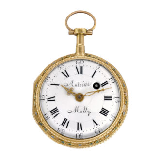 Swiss 20K gold and enamel decorated verge watch Circa 1780
