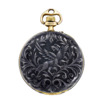 Very small Swiss 18k gold and enamel lady's brooch watch Circa 1895