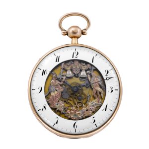 Swiss 18k gold quarter repeating automaton watch Circa 1820