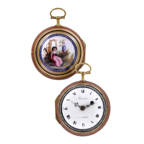 French gilt-metal, enamel and paste set pocket watch Circa 1785 French gilt-metal, enamel and paste set pocket watch Circa 1785