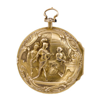 English fine gold repousse pair-cased pocket watch Circa 1738